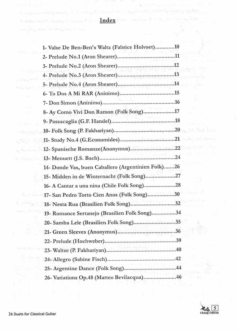  26 دونوازی برای گیتار کلاسیک سیامک مهاجر نشر چنگ