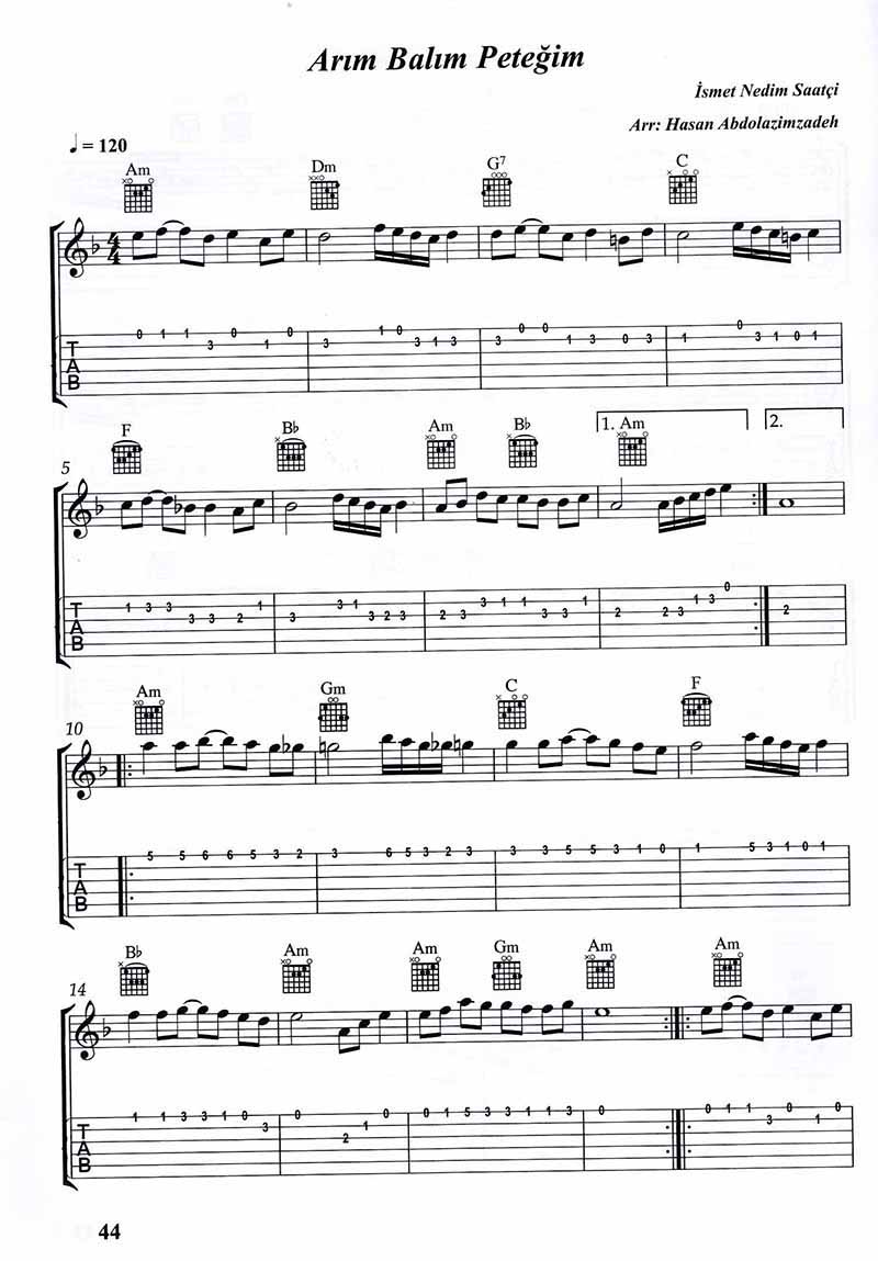 گول پنبه 30 قطعه استانبولی برای گیتار نشر یاشنا